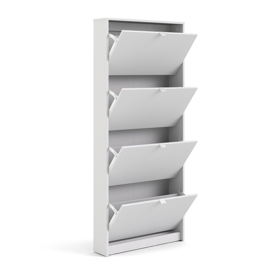 TVILUM Shoes skoskab - hvid tr, m. 4 klaplger 