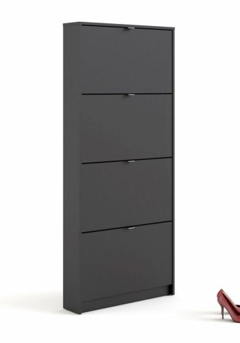 TVILUM Shoes skoskab, m. 4 klaplger med 1 rum - sort folie