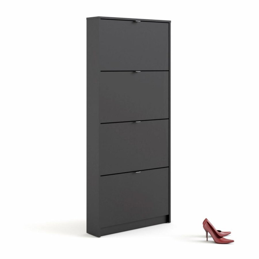 TVILUM Shoes skoskab, m. 4 klaplger med 1 rum - sort folie