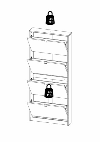 TVILUM Shoes skoskab, m. 4 klaplger med 1 rum - sort folie
