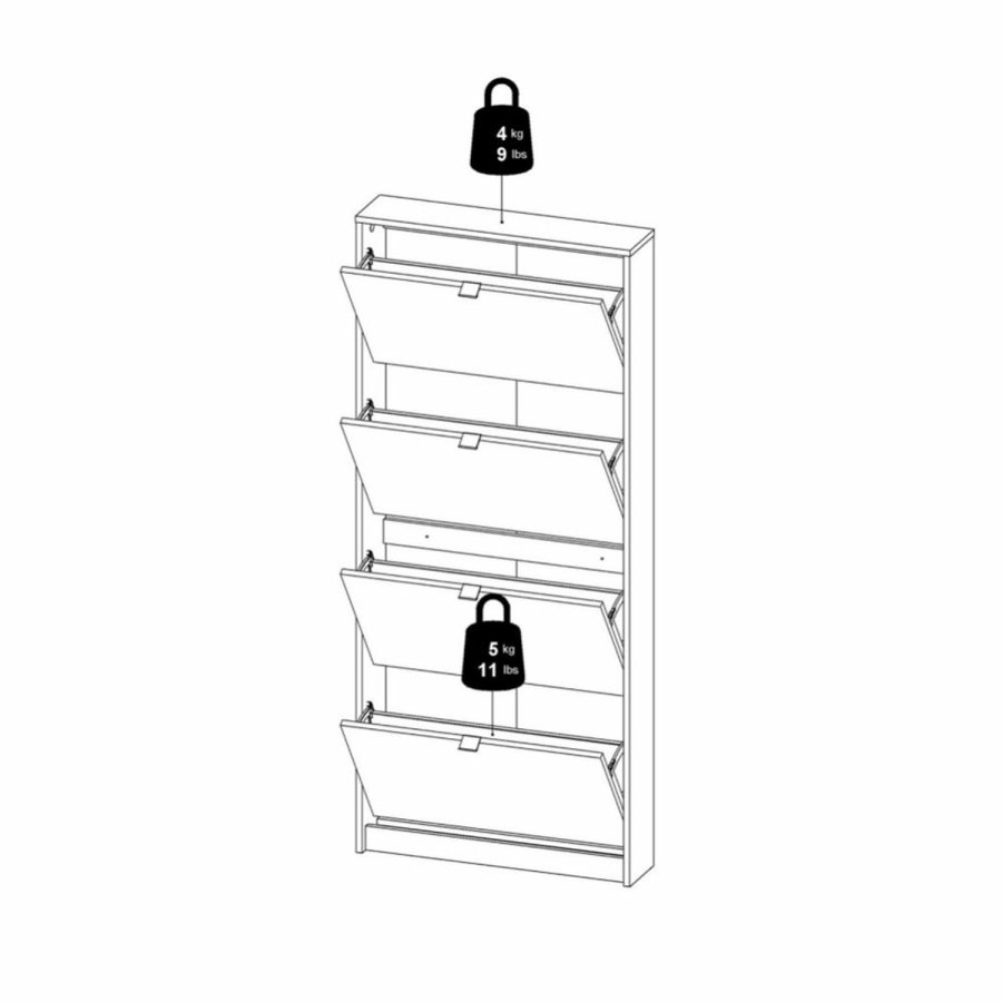 TVILUM Shoes skoskab, m. 4 klaplger med 1 rum - sort folie