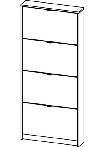 TVILUM Shoes skoskab, m. 4 klaplger med 1 rum - sort folie