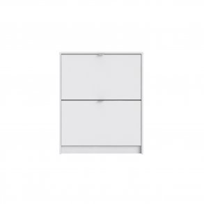 TVILUM Shoes skoskab - hvid tr, m. 2 klaplger og 2 rum