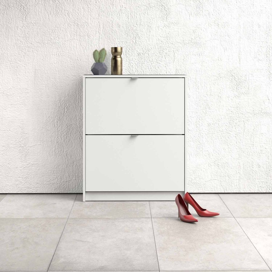 TVILUM Shoes skoskab - hvid tr, m. 2 klaplger og 2 rum