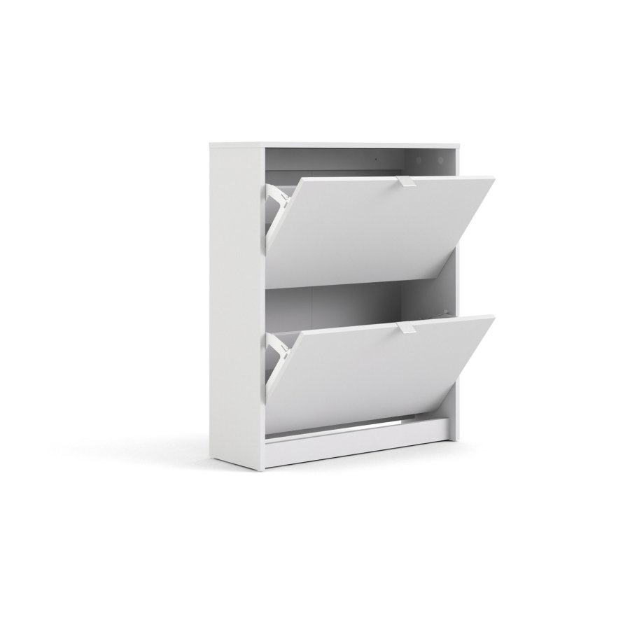 TVILUM Shoes skoskab - hvid tr, m. 2 klaplger og 2 rum