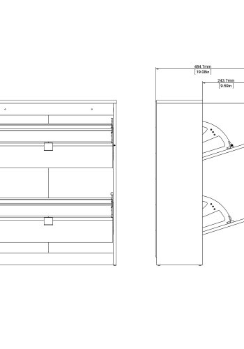 TVILUM Shoes skoskab - hvid tr, m. 2 klaplger og 2 rum