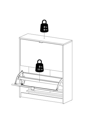 TVILUM Shoes skoskab - hvid tr, m. 2 klaplger og 2 rum