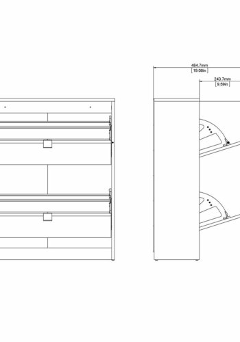 TVILUM Shoes skoskab, m. 2 klaplger med 2 rum - sort folie