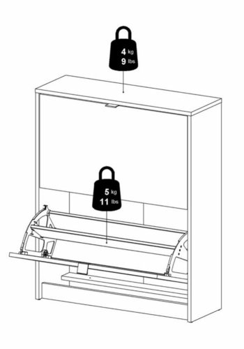 TVILUM Shoes skoskab, m. 2 klaplger med 2 rum - sort folie