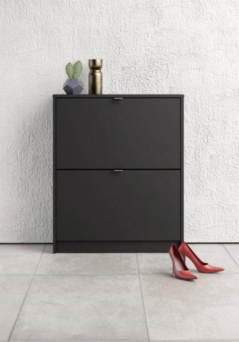 TVILUM Shoes skoskab, m. 2 klaplger med 2 rum - sort folie