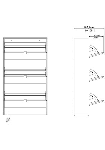 TVILUM Shoes skoskab - natur/hvid egetrsfinér/tr, med 3 klaplger og 2 rum