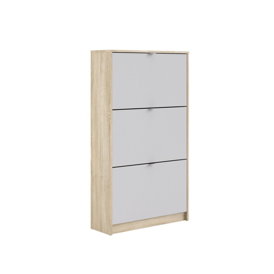 TVILUM Shoes skoskab - natur/hvid egetrsfinér/tr, med 3 klaplger og 2 rum