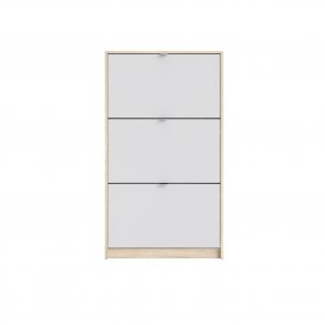 TVILUM Shoes skoskab - natur/hvid egetrsfinér/tr, med 3 klaplger og 2 rum