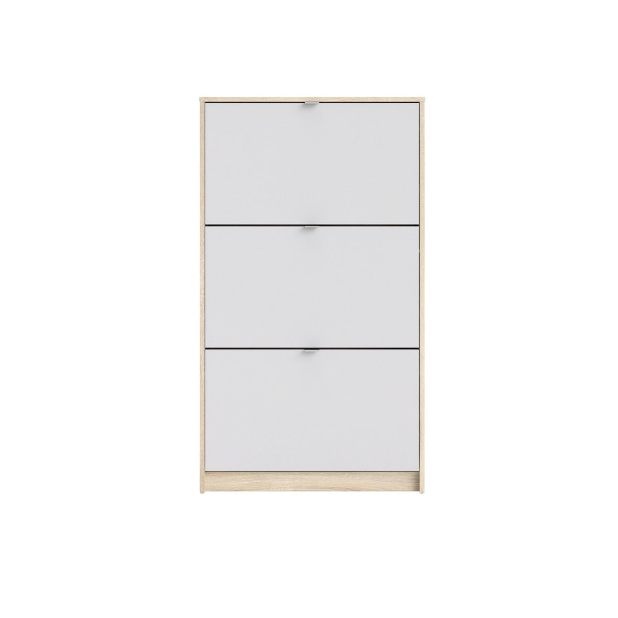 TVILUM Shoes skoskab - natur/hvid egetrsfinér/tr, med 3 klaplger og 2 rum