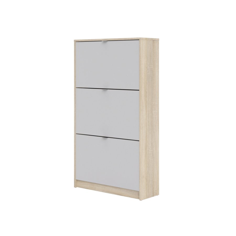 TVILUM Shoes skoskab - natur/hvid egetrsfinér/tr, med 3 klaplger og 2 rum