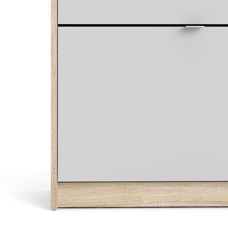 TVILUM Shoes skoskab - natur/hvid egetrsfinér/tr, med 3 klaplger og 2 rum