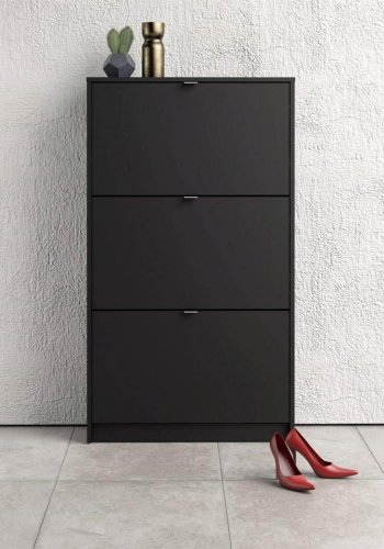 TVILUM Shoes skoskab, m. 3 klaplger med 2 rum - sort folie