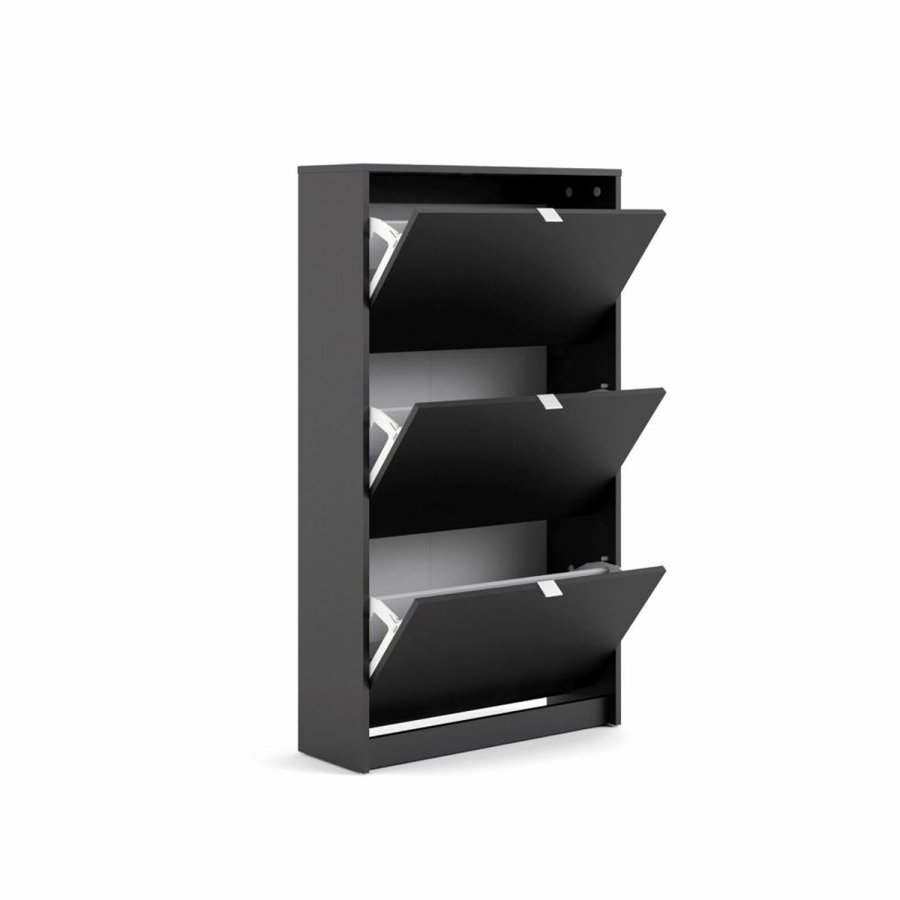 TVILUM Shoes skoskab, m. 3 klaplger med 2 rum - sort folie