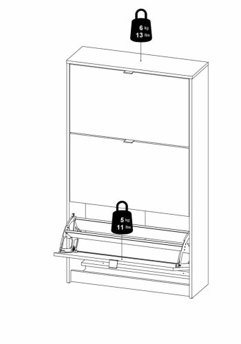 TVILUM Shoes skoskab, m. 3 klaplger med 2 rum - sort folie