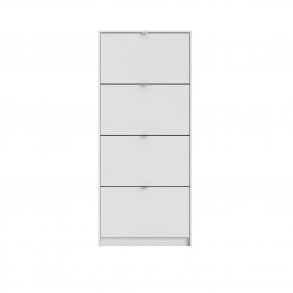 TVILUM Shoes skoskab - hvid tr, m. 4 klaplger og 2 rum