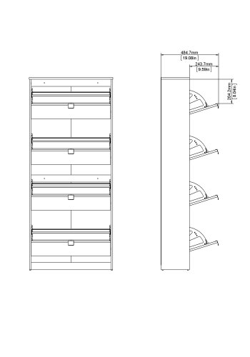 TVILUM Shoes skoskab - hvid tr, m. 4 klaplger og 2 rum
