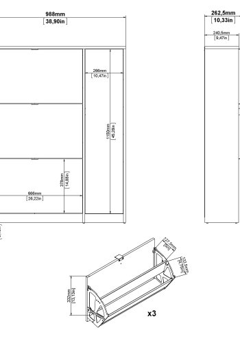 TVILUM Shoes skoskab - natur/hvid hjglans egetrsfinér/tr, m. 3 klaplger, 1 lge og 2 rum