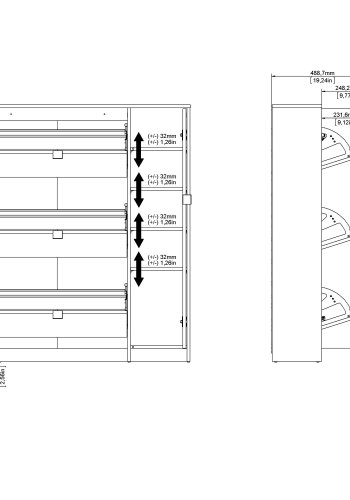 TVILUM Shoes skoskab - natur/hvid hjglans egetrsfinér/tr, m. 3 klaplger, 1 lge og 2 rum