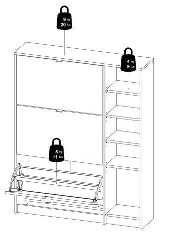 TVILUM Shoes skoskab - natur/hvid hjglans egetrsfinér/tr, m. 3 klaplger, 1 lge og 2 rum