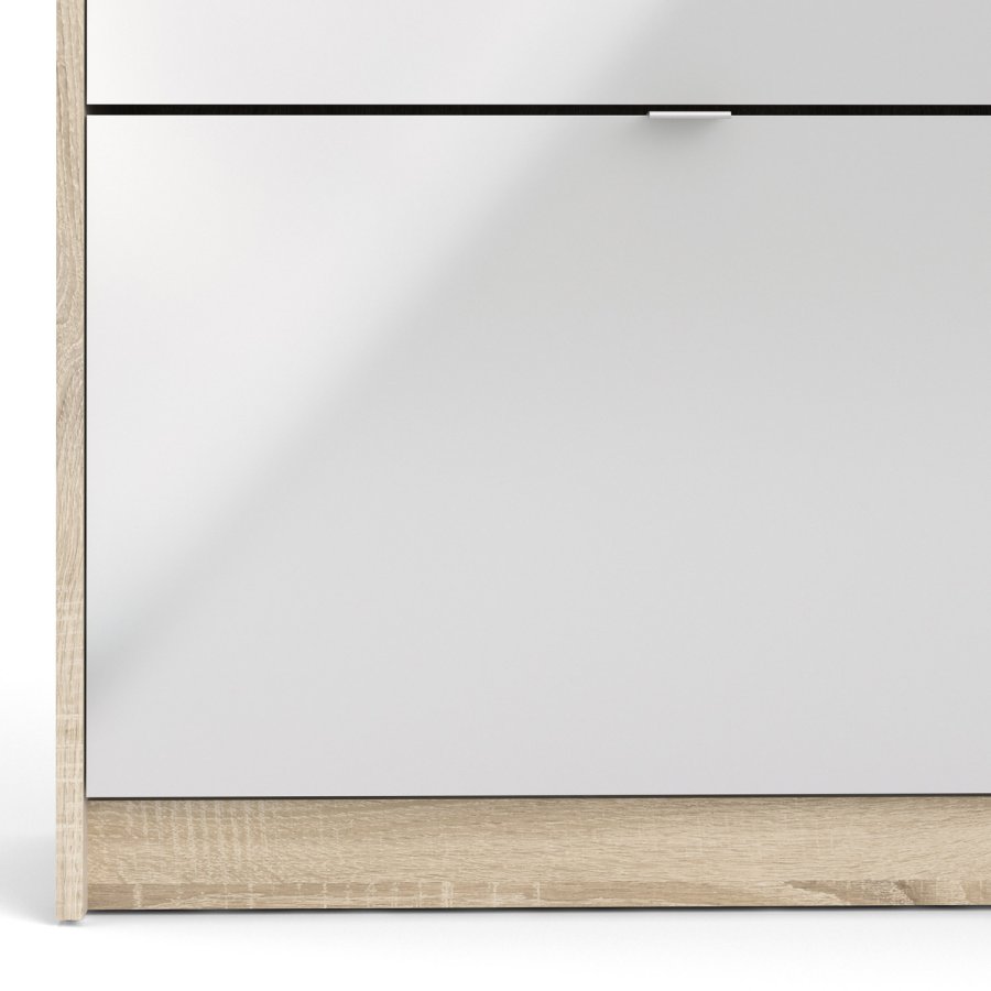 TVILUM Shoes skoskab - natur/hvid hjglans egetrsfinér/tr, m. 3 klaplger, 1 lge og 2 rum