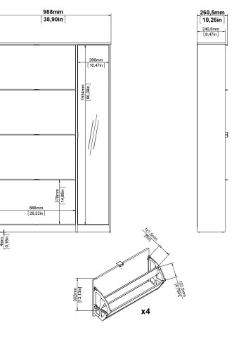 TVILUM Shoes skoskab - natur/hvid hjglans egetrsfinèr/tr, m. 4 klaplger, 1 spejllge og 2 rum