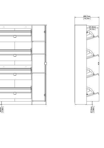 TVILUM Shoes skoskab - natur/hvid hjglans egetrsfinèr/tr, m. 4 klaplger, 1 spejllge og 2 rum