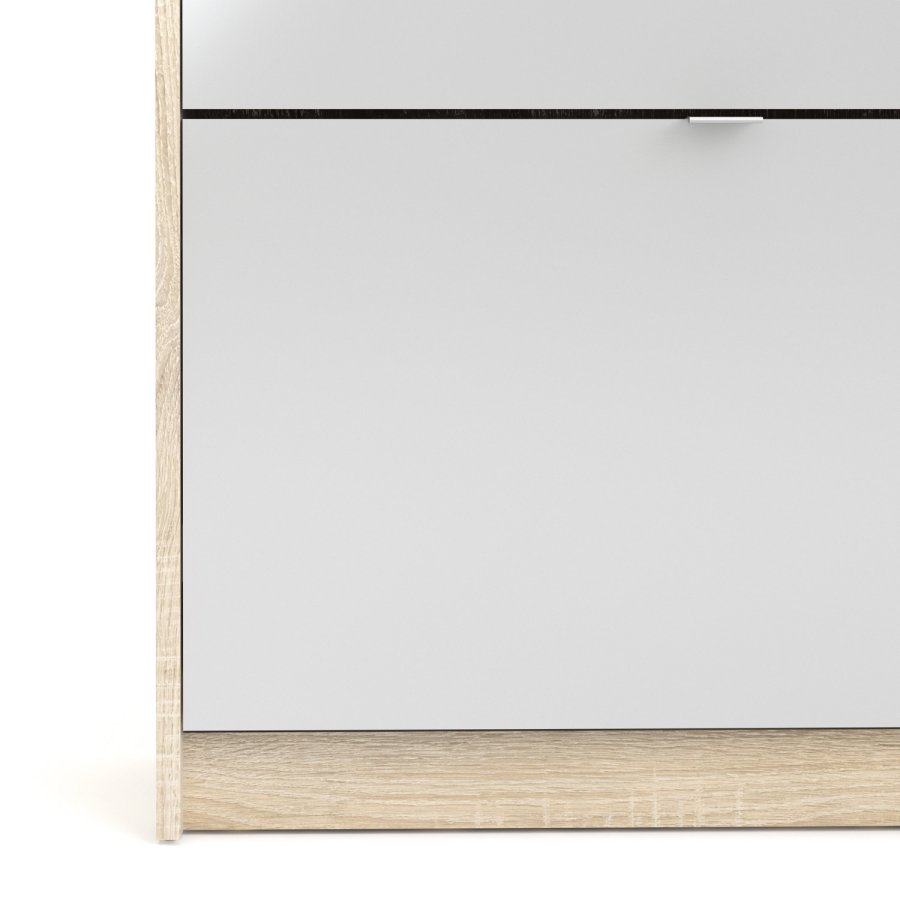 TVILUM Shoes skoskab - natur/hvid hjglans egetrsfinèr/tr, m. 4 klaplger, 1 spejllge og 2 rum