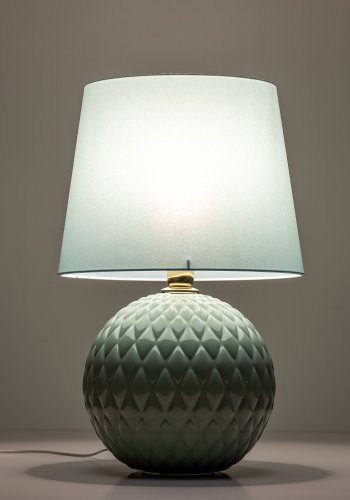 TK Santana bordlampe - myntegrn stof og myntegrn glas