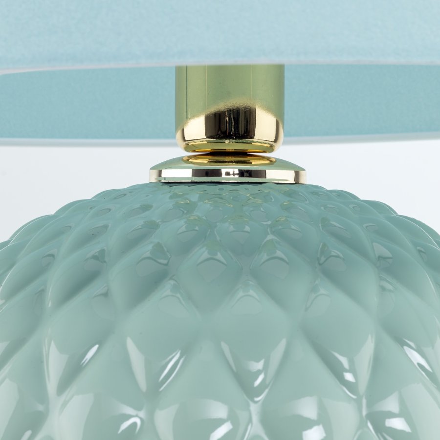 TK Santana bordlampe - myntegrn stof og myntegrn glas