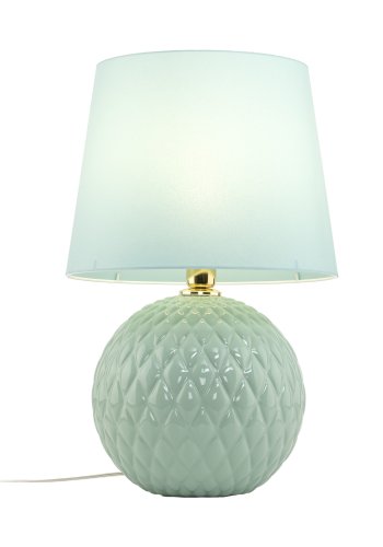 TK Santana bordlampe - myntegrn stof og myntegrn glas