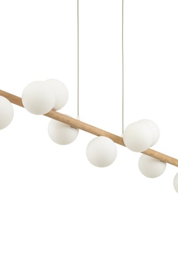 TK Ester loftlampe, m. 9 skrme - glas, natur tr og hvid metal