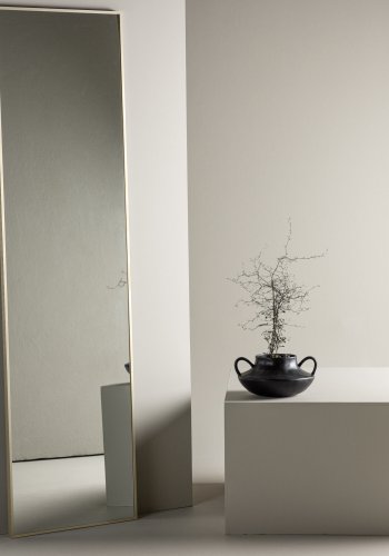 VENTURE DESIGN Orlando gulvspejl, rektangulr - spejlglas og beige aluminium (55x195)