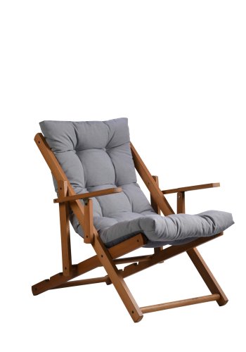NORDVÄRK Repose udendrs liggestol, m. armln og hynde, justerbar hjde - gr polyester og bgetr