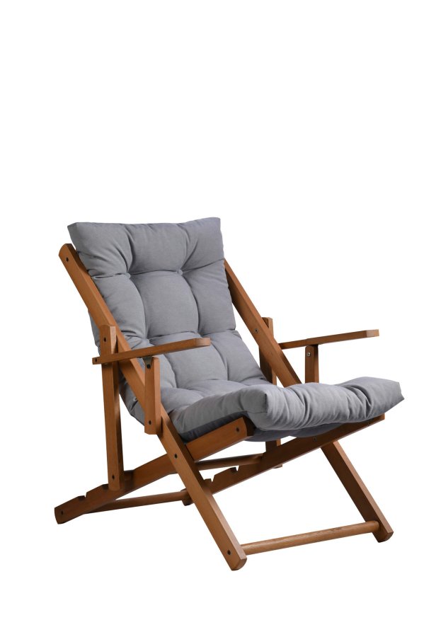 NORDVÄRK Repose udendrs liggestol, m. armln og hynde, justerbar hjde - gr polyester og bgetr