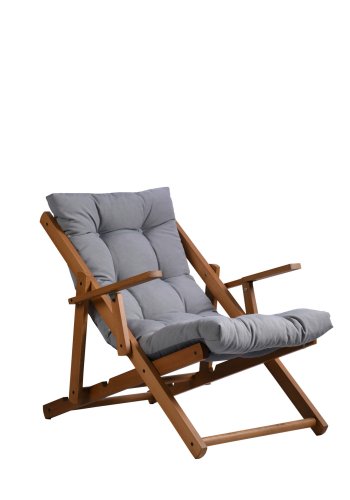 NORDVÄRK Repose udendrs liggestol, m. armln og hynde, justerbar hjde - gr polyester og bgetr