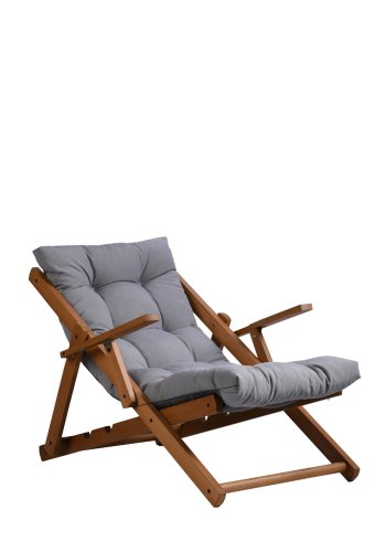 NORDVÄRK Repose udendrs liggestol, m. armln og hynde, justerbar hjde - gr polyester og bgetr