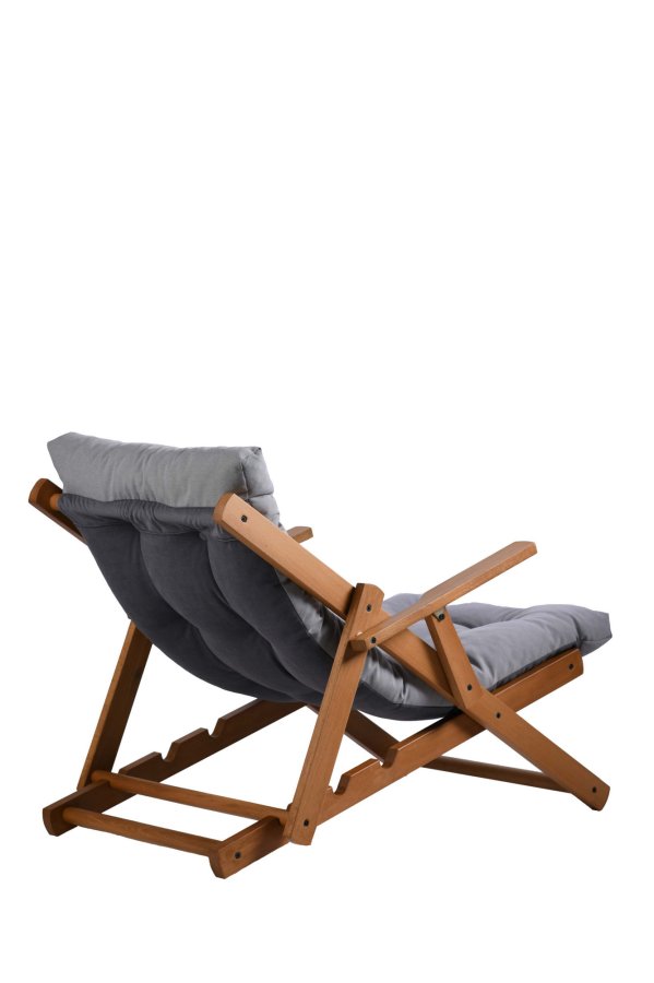 NORDVÄRK Repose udendrs liggestol, m. armln og hynde, justerbar hjde - gr polyester og bgetr