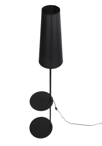 TK Zing gulvlampe, m. 1 hylde - sort stof og sort metal