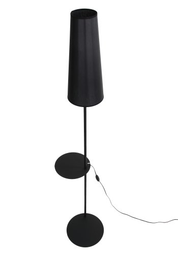 TK Zing gulvlampe, m. 1 hylde - sort stof og sort metal