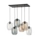 TK Elio loftlampe, m. 6 skrme - multifarvet glas og sort metal