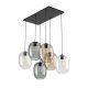 TK Elio loftlampe, m. 6 skrme - multifarvet glas og sort metal