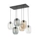 TK Elio loftlampe, m. 6 skrme - multifarvet glas og sort metal