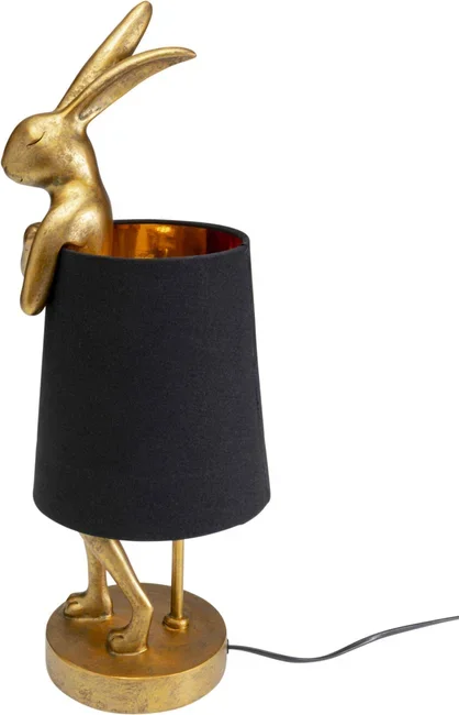KARE DESIGN Animal Rabbit bordlampe - sort linnedhr og guld polyresin/stl (H:50cm)