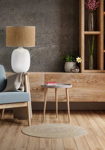 TK Melody bordlampe - natur jute og hvid glas