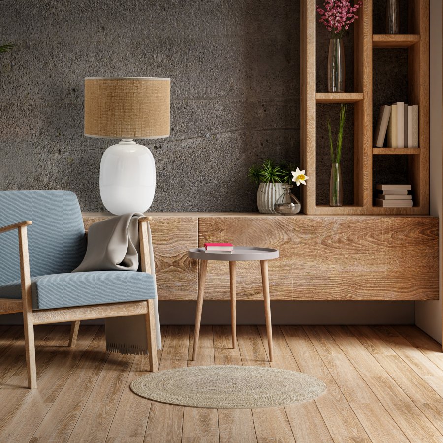 TK Melody bordlampe - natur jute og hvid glas